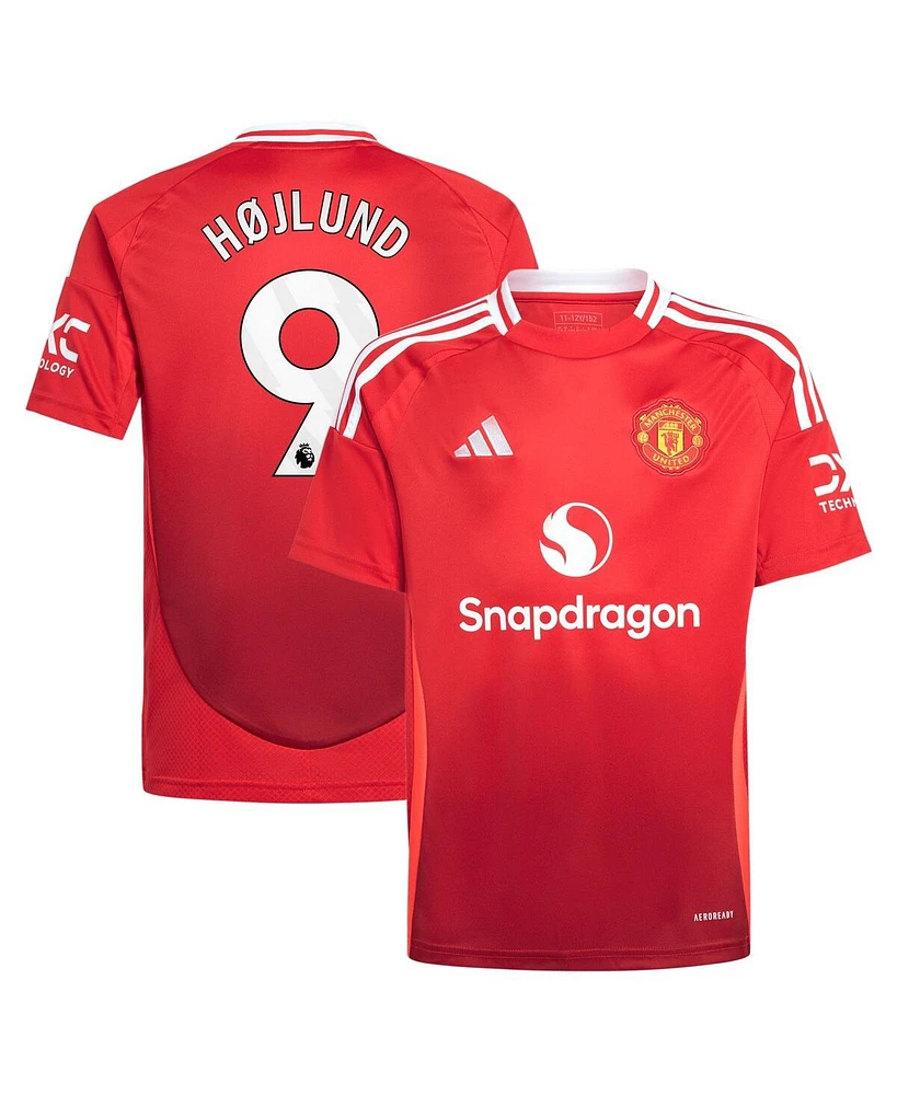 Adidas Big Boys and Girls Rasmus Hojlund Red Manchester United 2024/25 Home Replica Player Jersey