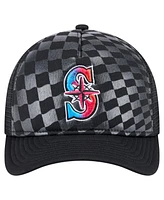 New Era Men's Black Seattle Mariners Gradient 9FORTY A-Frame M-Crown Trucker Adjustable Hat