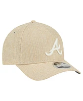 New Era Men's Beige Atlanta Braves Cotton Weave M-Crown A-Frame 9FORTY Adjustable Hat