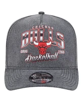 New Era Men's Charcoal Chicago Bulls Throwback Washed Pre-Curved 9FIFTY Snapback Hat