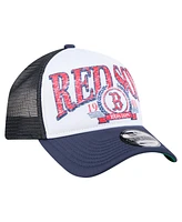 New Era Men's Navy Boston Red Sox Distressed 9FORTY A-Frame Adjustable Trucker Hat