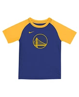 Nike Big Boys and Girls 2-Piece Royal Golden State Warriors Practice T-Shirt and Shorts Set