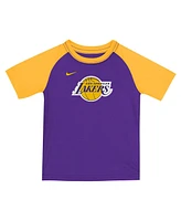 Nike Big Boys and Girls 2-Piece Purple Los Angeles Lakers Practice T-Shirt Shorts Set