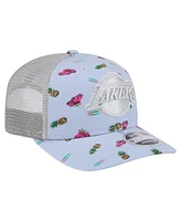 New Era Men's Light Blue/Gray Los Angeles Lakers Adventure Aloha Pattern 9SEVENTY Stretch-Snap Hat