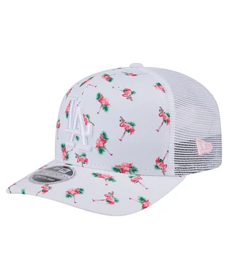 New Era Men's White Los Angeles Dodgers Flamingo Mesh Back 9SEVENTY Stretch-Snap Hat