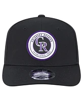 New Era Men's Black Colorado Rockies Circle Patch 9SEVENTY Stretch-Snap Hat
