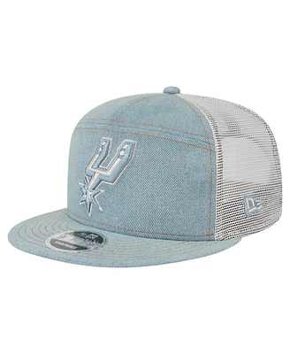 New Era Men's San Antonio Spurs Adventure Denim Split Panel 9FIFTY Snapback Trucker Hat