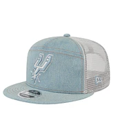 New Era Men's San Antonio Spurs Adventure Denim Split Panel 9FIFTY Snapback Trucker Hat