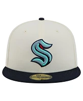 New Era Men's White Seattle Kraken Chrome Two-Toned 59FIFTY Fitted Hat