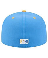 New Era Men's Blue/Yellow Myrtle Beach Pelicans Authentic Collection 59FIFTY Fitted Hat