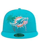 New Era Men's Aqua Miami Dolphins State Stitch 59FIFTY Fitted Hat