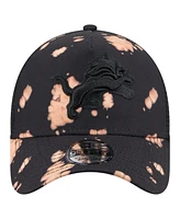 New Era Men's Black Detroit Lions Bleached A-Frame 9FORTY Trucker Adjustable Hat
