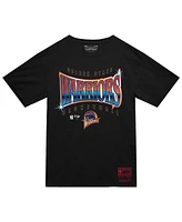 Mitchell & Ness Men's Black Golden State Warriors Worldwide Collection Glow Up T-Shirt
