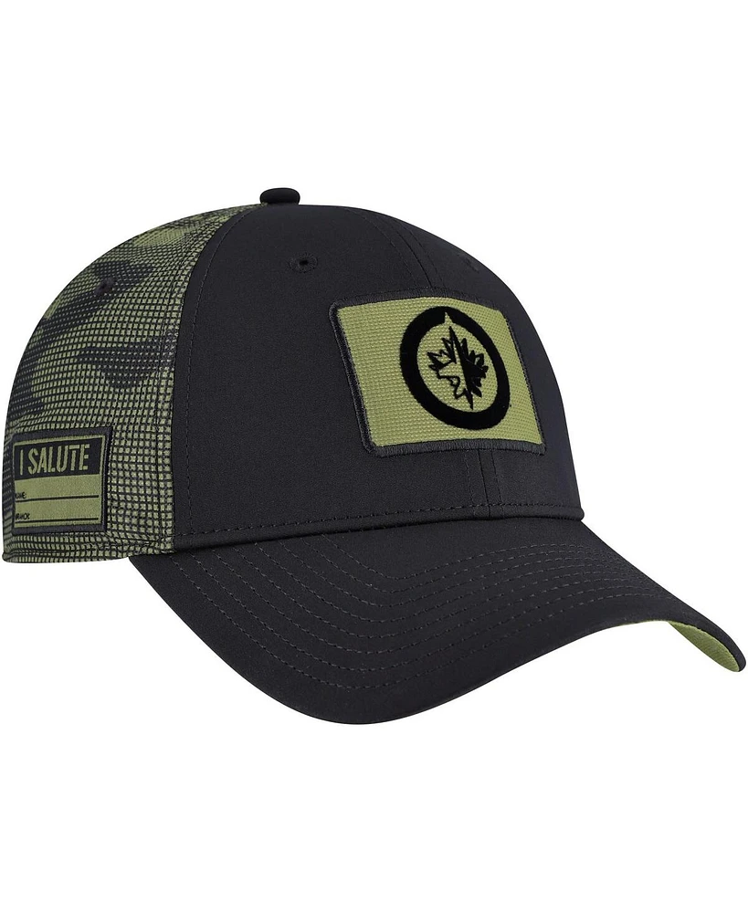 Fanatics Men's Black/Camo Winnipeg Jets Authentic Pro Military Appreciation Adjustable Hat