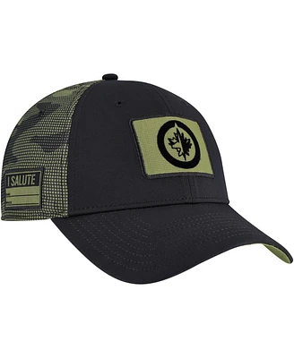 Fanatics Men's Black/Camo Winnipeg Jets Authentic Pro Military Appreciation Adjustable Hat