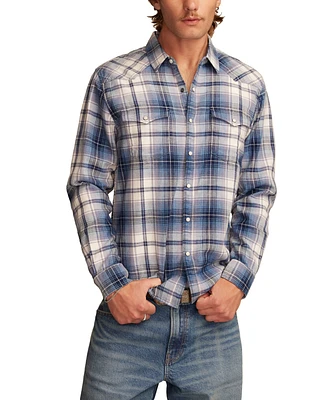 Lucky Brand Men's Indigo Plaid Mesa Western Long Sleeve Shirt
