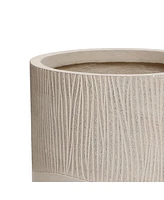 LuxenHome Tan 13.8-Inch Tall Round MgO Planter