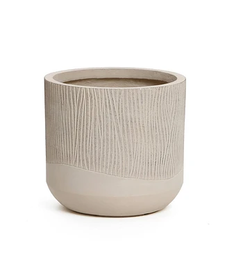 LuxenHome Tan -Inch Tall Round MgO Planter
