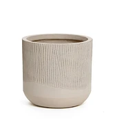 LuxenHome Tan -Inch Tall Round MgO Planter