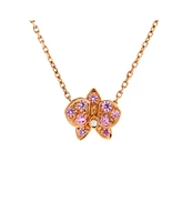 Pre-Owned Cartier Small Caresse D'Orchidees Necklace 18K Rose Gold with Sapphires and Diamond