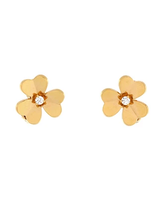 Pre-Owned Van Cleef & Arpels Small Frivole Stud Earrings 18K Gold with Diamonds