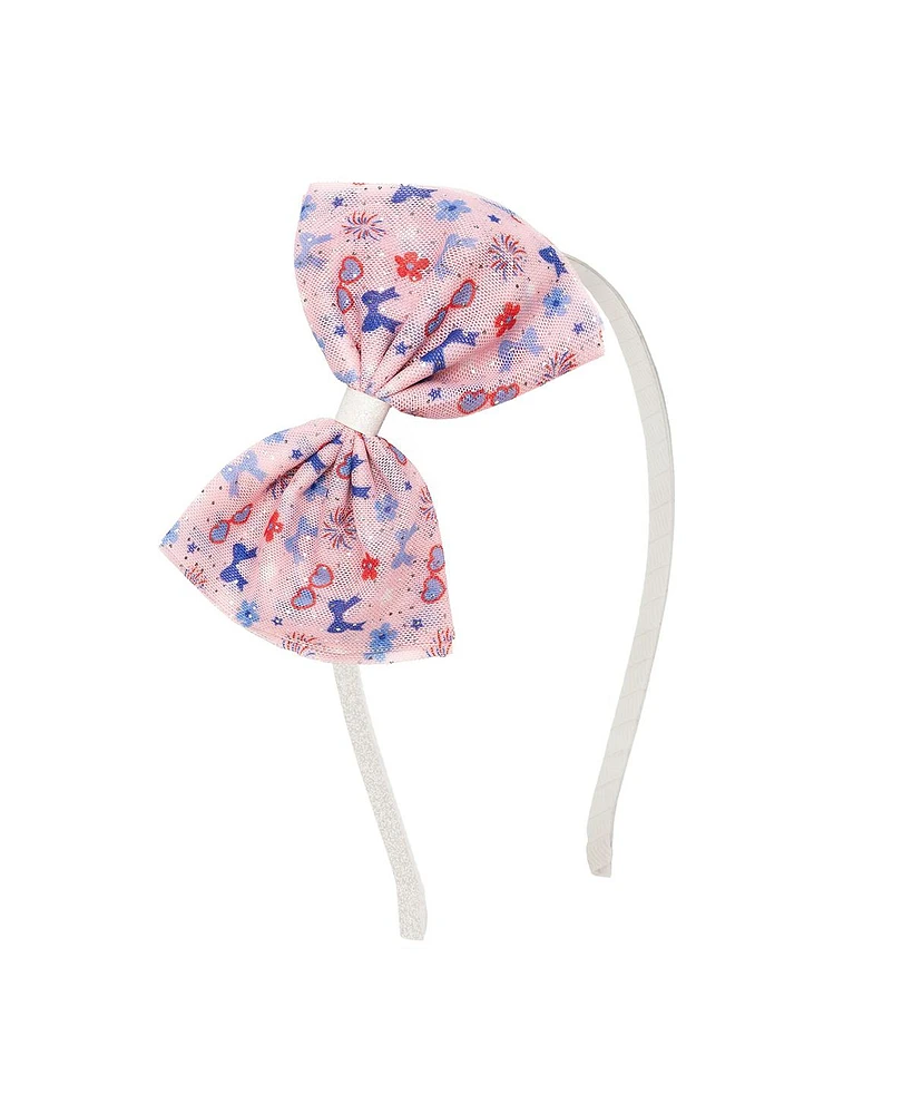 Sweet Wink Girls Red, White, & Cute Tulle Bow Headband