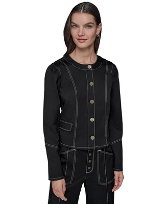 Karl Lagerfeld Paris Women's Cropped Denim Jacket