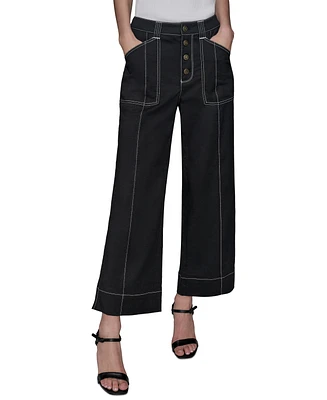 Karl Lagerfeld Paris Women's Stitch-Trimmed Cropped Pants