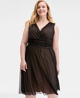 Connected Plus Sleeveless Chiffon Midi Dress