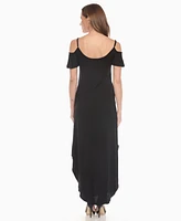 White Mark Women's Cold Shoulder Full Length Maxi Dress