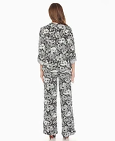 White Mark Women's 2-Piece Floral Print Tunic Top and Pants Set