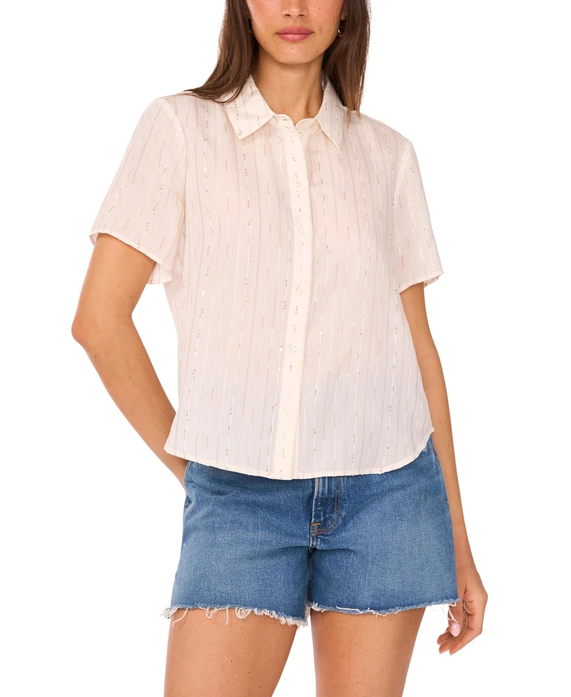 Vince Camuto Women's Sequined Short-Sleeve Shirt
