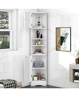 Casainc 66.9"H Tall Corner Cabinet with 2 Doors, Adjustable Shelves