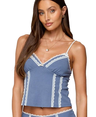 Edikted Women's Eliane Contrast Lacey Tank Top