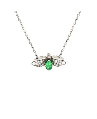 Pre-Owned Tiffany & Co. Small Paper Flowers Firefly Pendant Necklace Platinum with Diamonds and Tsavorite