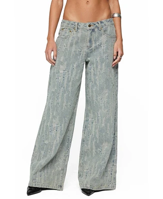 Edikted Women's Blaze Distressed Low Rise Jeans