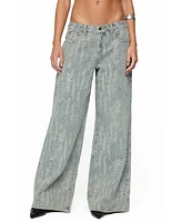 Edikted Women's Blaze Distressed Low Rise Jeans