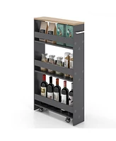 Rolling Kitchen Slim Storage Cart Mobile Shelving Organizer with Handle