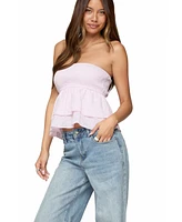 Edikted Women's Toria Ruffled Eyelet Strapless Top