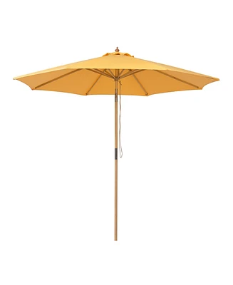 LAGarden 9Ft Patio Boho Market Patio Umbrella 260GSM Acrylic Fabric 5-Year-Non-Fading Resort Outdoor Market Buttercup Yellow