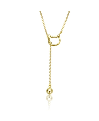 Kids 14K Gold Plated Cat Outline Pendant Necklace