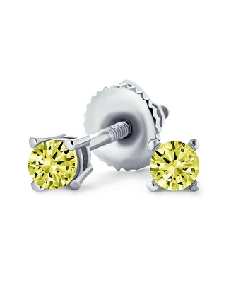 Bling Jewelry Minimalist Tiny 0.25CTW Cz Cubic Zirconia Solitaire Cartilage Stud Earrings .925 Sterling Silver Screw back