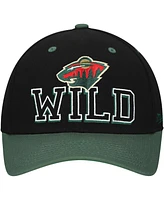 Mitchell & Ness Men's Black/Green Minnesota Wild Backside Script 2-Tone Pro Crown Adjustable Hat