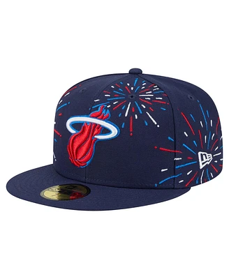 New Era Men's Navy Miami Heat Americana Fireworks 59FIFTY Fitted Hat