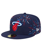 New Era Men's Navy Miami Heat Americana Fireworks 59FIFTY Fitted Hat