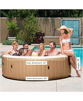 Intex PureSpa 6 Person Bubble Massage Inflatable Hot Tub Spa Set, Sahara Tan