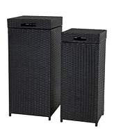 Outdoor Trash Cans with Lids - Set of 2 Indoor and Outdoor Garbage Cans – 26 Gal and 15 Gal - Black