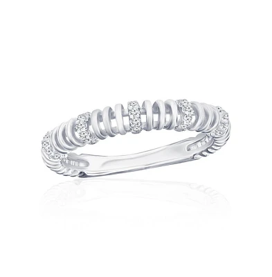 Sterling Silver, 3.5mm Wire Design Cz Ring