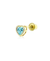 Bling Jewelry Tiny Cubic Zirconia Cartilage Ear Lobe Piercing Yellow 14K Gold Cz Halo Heart Stud Earring 1 Piece Helix Daith Screw Back 4MM