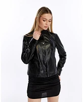Furniq Uk Women's Leather Bomber Jacket, Created for Macy s